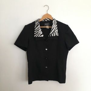 Vintage top zebra print double color rockabilly button down Large top